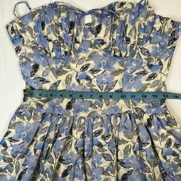 ASTR the Label Larissa Floral Bubble Mini Dress Corset Blue White Medium - Picture 11 of 16